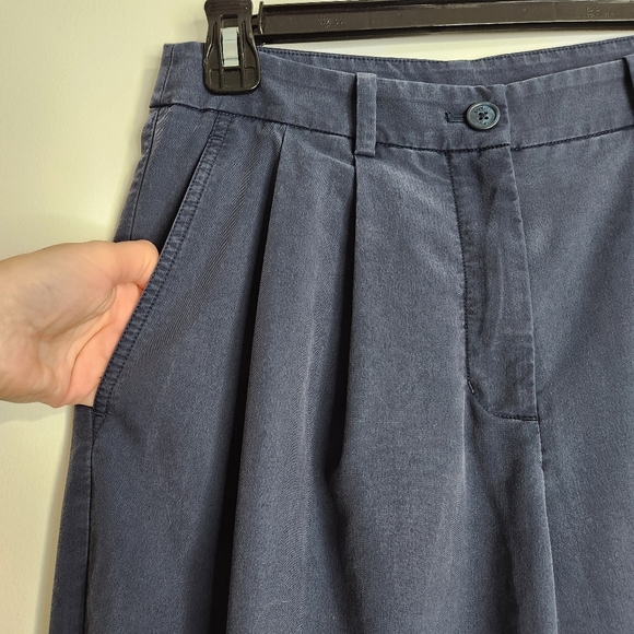 Kit + Ace Navy Blue High Waist Pleated Taper Leg Trouser Pants Size 8 - Picture 4 of 15